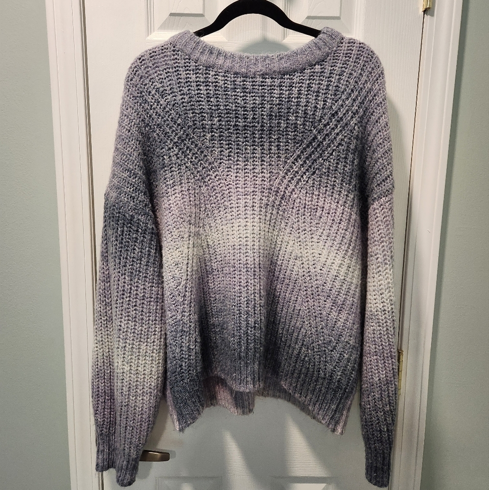 Cozy Knit Sweater in Purple and Cream